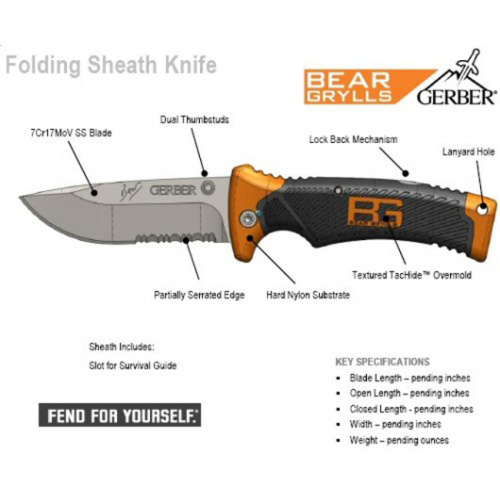 Нож Gerber Bear Grylls Folding Sheath Knife, блистер, (1013939), 31-000752 фото 4